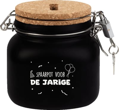 Spaarpot - Voor de jarige - Glas - 10,5x11x12,5cm