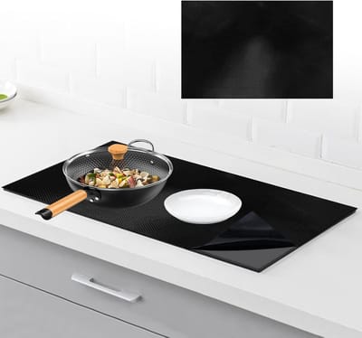 Beschermmat voor Inductiekookplaten 52 x 80 cm, Herbruikbaar en Hittebestendig, Antislip Silicone Mat in Zwart