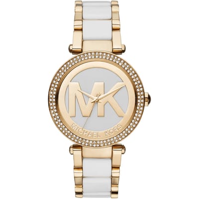 Michael Kors Parker MK6313 Witte Wijzerplaat 39mm Dames Gouden & Witte Horloge
