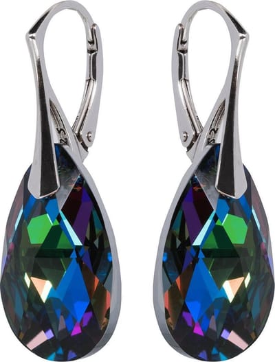 DBD - Zilveren Oorbellen - Druppel - Swarovski Kristal Elements - Groen Rood - 22MM - Anti Allergisch