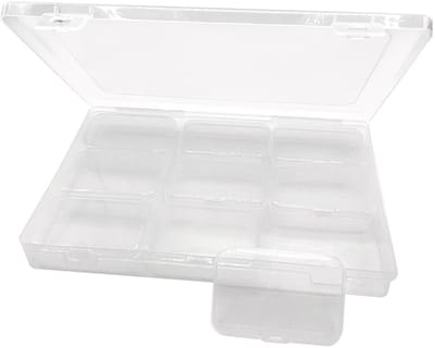 Dailygoods- Opbergdozen Transparant - Kunststof - 9 Stuks + 1 Grote Doos - Deksel - Lichtgewicht - Ideaal voor Sieraden/Parels - Opbergboxen