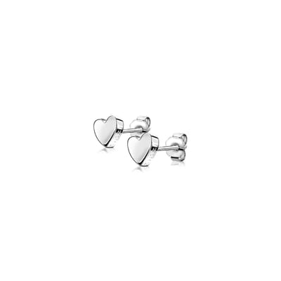 ZINZI zilveren oorknoppen glad hart 6mm ZIO1378