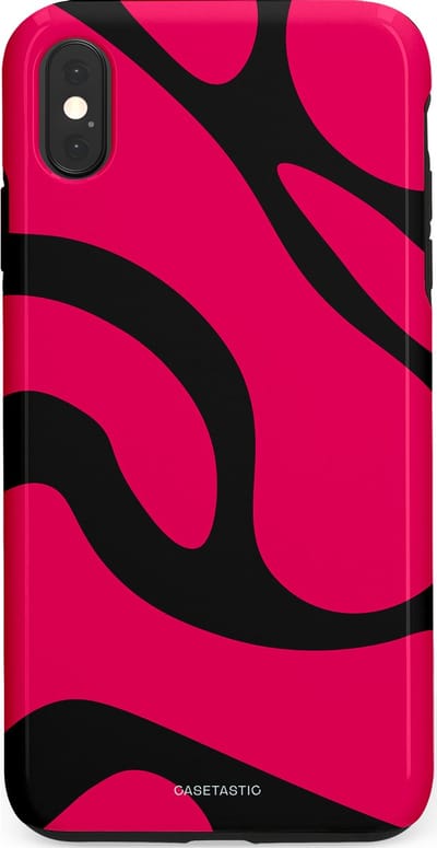 Casetastic hoesje geschikt voor Apple iPhone XS Max - Dubbellaagse bescherming - Zwart Roze Mamba Golven - Fashion Case - Roze Zwart