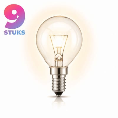 9x Kogel Gloeilamp E14 - 25W - Warm Wit Licht (2700K) - 180 lm - 1 jaar - Dimbaar
