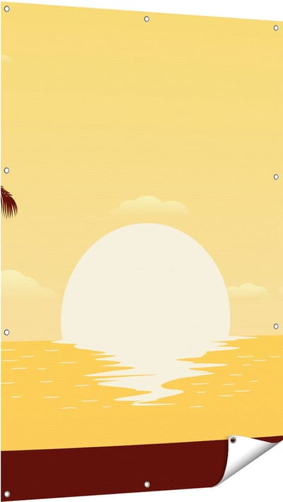 Gards Tuinposter Zonsondergang met Palmbomen - Abstract - 100x150 cm - Tuindoek - Tuindecoratie - Wanddecoratie buiten - Tuinschilderij