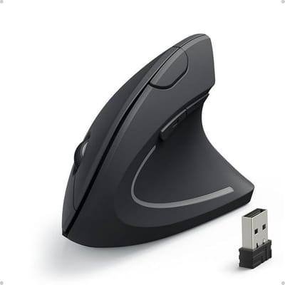 GELLDG Draadloze muis - 800/1200/1600 DPI - Werkt op batterijen - Draadloze optische muis met 5 knoppen - 2.4G USB-aansluiting - Verticale ergonomische muis - Compatibel met Windows en Mac OS