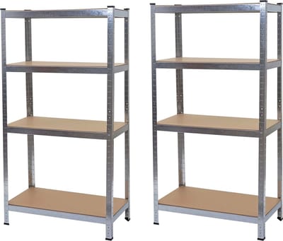 Set van 2 zware rekken MCW-D67, werkplaatsrekken, 160x80x40cm, draagvermogen 320kg per stuk MVG ~ gegalvaniseerd