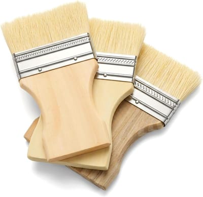 Set van 3 platte schilderskwasten met houten handvat voor acrylverf, olieverf en aquarelverf, ideaal voor canvas en muurschilderingen