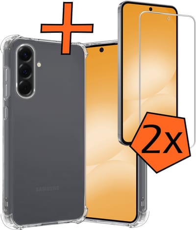 Hoes - Met Screenprotector - 2 Stuks - Geschikt voor Samsung Galaxy A56 - Sterk & Shockproof - Siliconen Case - Back Cover - Telefoon Hoes - Shock Proof - Transparant