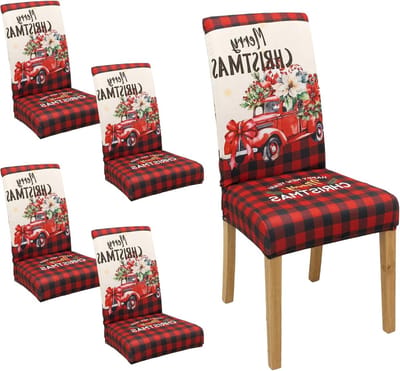 Set van 4 wasbare kussenslopen voor eetkamerstoelen, kerstdecoratie, feestelijke hoezen voor keuken en woonkamer (4 stuks)