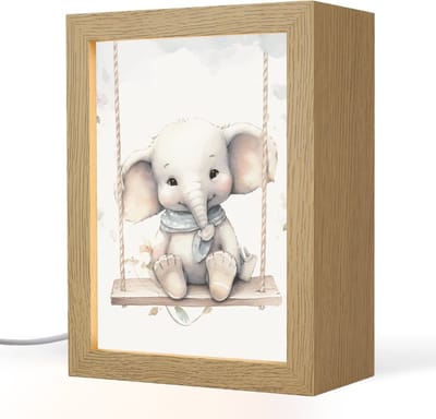 Nachtlampje 15x20 cm - Kinder lampje - Olifant - Dier - Kinderen - Tafellamp kinderkamer - Slaapkamer lamp - Bedlamp kinderen - Kinderlampje stopcontact - Wandlamp babykamer - Nachtlampjes