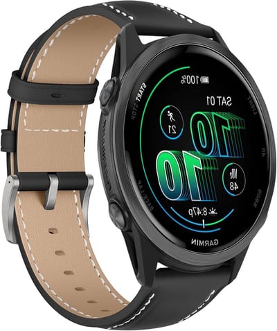 Verstelbare 20mm Horlogeband van PU Leer voor Garmin Forerunner en Vivoactive - Zacht en Comfortabel Vervangingsbandje voor Sporthorloges