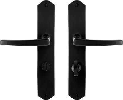 Deurkruk op schild - Smeedijzer zwart - Gietijzer - GPF - GPF6230.60 smeedijzer zwarte Deurklink Eno op WC63/8, 238x41x4mm