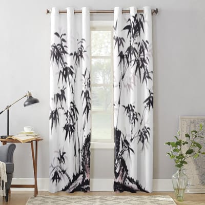 Bamboe Van Traditionele Chinese Schilderkunst Raambekleding Voor Woonkamer Slaapkamer Luxe Moderne Keuken Gordijnen Stof GORDijnen 135W x 92H(cm) x1