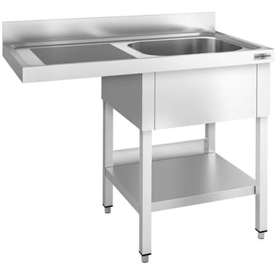 GGM Gastro Spülmaschinen-Spültisch - 1200x700mm - mit 1 Becken rechts Zilver