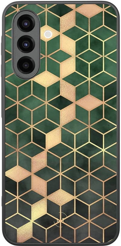 Leuke Telefoonhoesjes - Hoesje geschikt voor Samsung Galaxy A26 - Kubus groen - Backcover zwart - Print / Illustratie - Groen