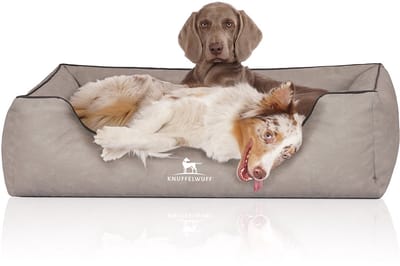 Knuffelwuff Hondenbed Scottsdale van kunstleer XL 105 x 75cm lichtgrijs