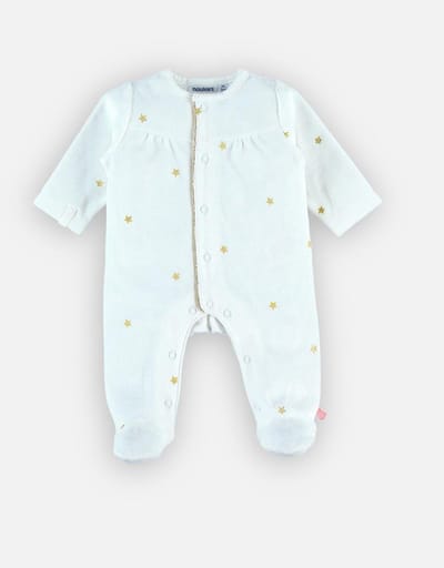 noukie's , pyjama, velour , meisje, creme sterren , 6 maand 68