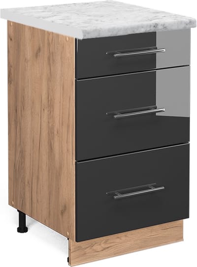 Vicco Fame-Line Keukenonderkast – 50 cm, WB Marmer Antraciet Hoogglans