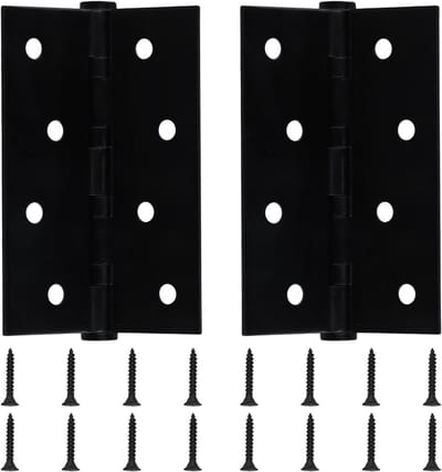 Set van 2 roestvrijstalen scharnieren voor binnendeuren, zwart met 16 schroeven, 100 x 75 x 2,5 mm, duurzaam en eenvoudig te installeren