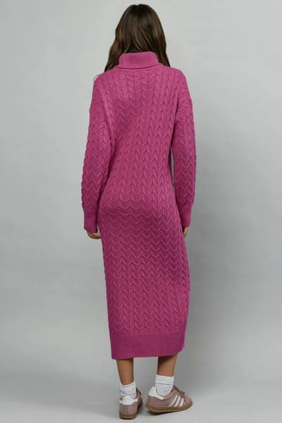 Langemouw Turtleneck Haarvlecht Gebreide Jurk