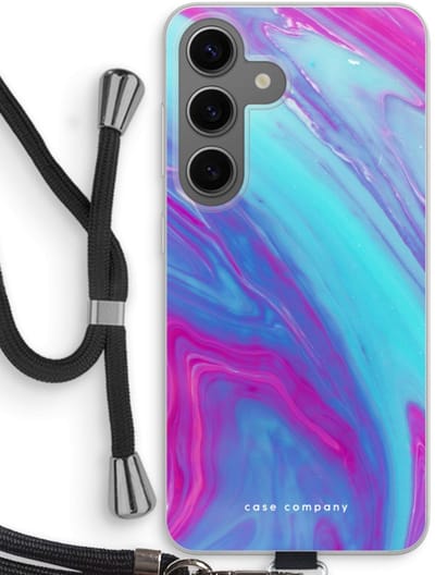 Case Company® - Hoesje met koord geschikt voor Samsung Galaxy S24 hoesje met Koord - Zweverige regenboog - Telefoonhoesje met Zwart Koord - Bescherming aan alle Kanten en Over de Schermrand