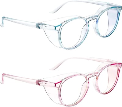 Allecto Plus - Veiligheidsbril anti-condens voor verpleegkundigen en vrouwen - beschermende bril - 2 stuks anti-stofbeschermingsbril - roze en blauw - mannen en vrouwen veiligheidsbril