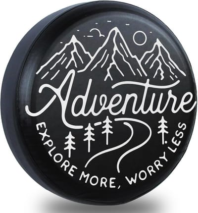 Avontuur Wacht Spare Tire Cover voor RV, SUV en Truck - Weerbestendige Bescherming voor Reistrailers - Universeel 14 tot 17 Inch