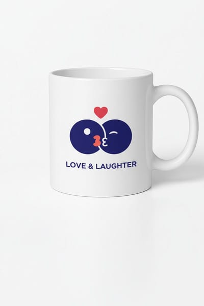 Liefde & Lachen Mok | Kus Emoji Design | Romantisch Keramisch Cadeau