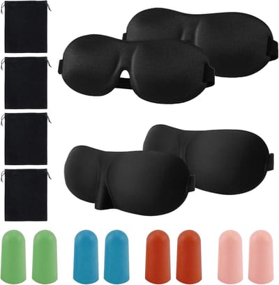 Zachte lichtdichte slaapmaskers met geluidsdempende oordopjes en opbergzakken voor ontspanning en reizen