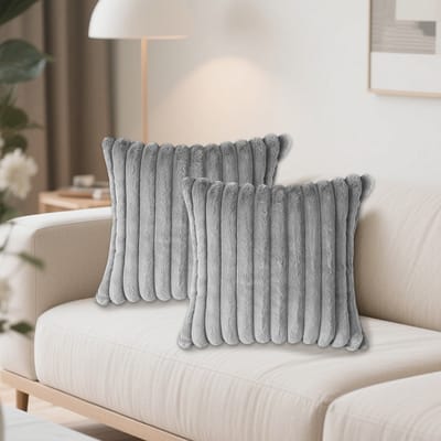REDOM Sierkussenhoezen Set van 2 – 45x45 cm – Zacht Pluche met Verborgen Rits – Decoratieve Kussenhoezen voor Bank & Slaapkamer – Lichtgrijs