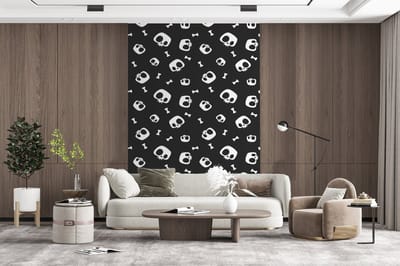 Behang - Fotobehang Patronen - Skull - Skelet - Bot - Jongen - Jongetje - Kinderen - Kids - Breedte 200 cm x hoogte 300 cm