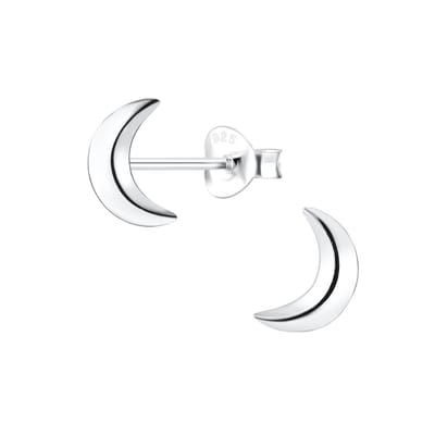 Joy|S - Zilveren maan oorbellen - 6 x 8 mm