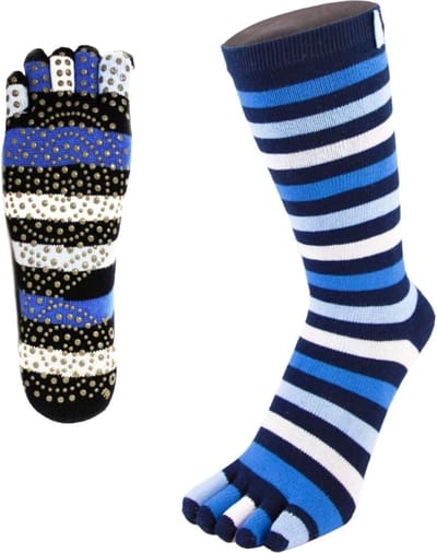 TOETOE Yoga & Pilates Grip Mid-Calf teensokken - Zwart/Blauw/Grijs - 36-39