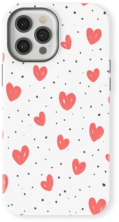 Tough Hoesje met Hartjes geschikt voor iPhone 12 Pro | Little Love Tough Case Geschikt voor Mag | Hartjes Print Backcover geschikt voor iPhone 12 Pro Cherry Hearts