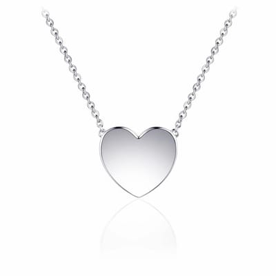 Jewels Inc. - Hanger incl. Ketting - Hart - Maat M - 12mm x 12mm - Lengte 42+5cm - Gerhodineerd Zilver 925