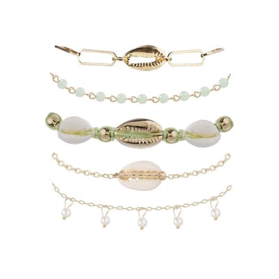 Jomide Armbandenset Bohemian Vintage Green - Goudkleurig - 5 delig