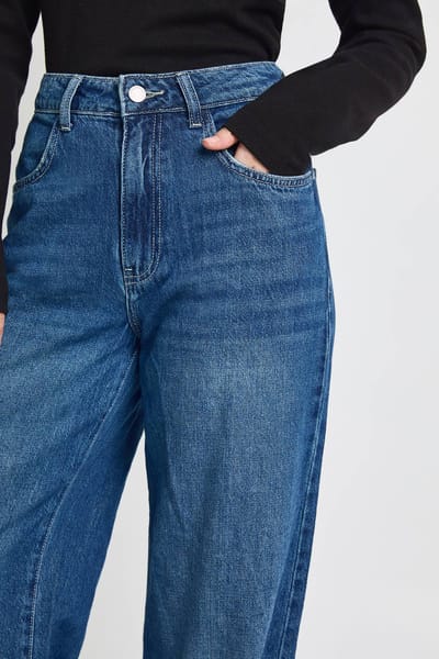 boohoo Dames Basics Hoge Taille, Wijde Pijpen Jeans | Vintage Was | Maat: 6/32L