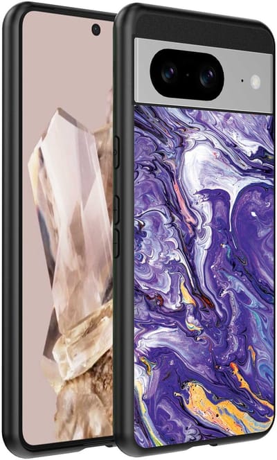 Geschikt voor Google Pixel 8 Pro Telefoonhoesje met Paars Goud Marmer Opdruk - TPU Backcover Case Purple Gold Marble Design - Paars Goud - Smartphonica geschikt voor Google Pixel 8 Pro