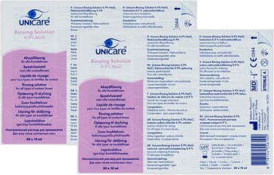Unicare Saline 0,9% NaCl - Ampullen 2 pack 30 x 10 ml - Zonder Conserveringsmiddelen - Premium Oogverzorging