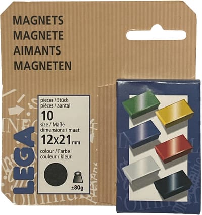 Lega Magneten 12x21mm zwart - 10 Doosjes a 10 stuks