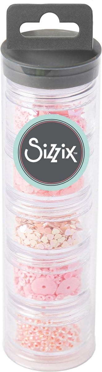 Sizzix Pailletten en kraaltjes - 0,3 en 1 cm - 5 potjes - Cherry Blossom