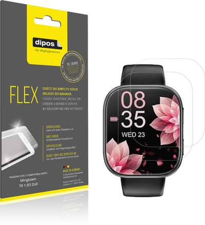 dipos – 2x Beschermfolie geschikt voor Mingtawn T8 1.83 Zoll | 3D Full Cover Screenprotector | 100% Passend