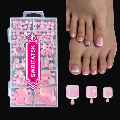 Dailygoods- Teen Nageltips 120 Stuks - Korte Franse Nageltips - Vierkante Nagelstickers - Zelfklevende Plaknagels - 12 Maten - Anatomisch Vormgegeven - Kunstnagels