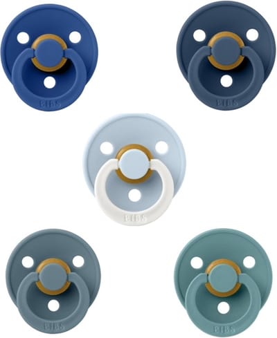 Bibs fopspenen 6-18 maand set 5 stuks Petrol,Island Sea, Deep Space,Sky Blue en Baby Blue Night Glow maat 2