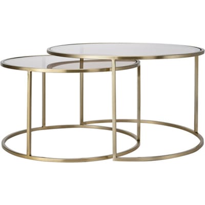 Light & Living Salontafel Duarte - Bruin Glas/Goud - Ø65+Ø75cm - Modern