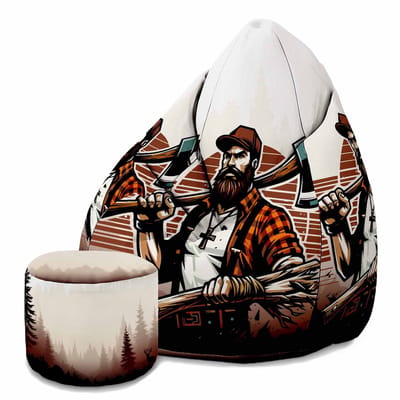DreamRoots Oxford Zitzak voor Volwassenen – Luxe Beanbag met Voetsteun en Afneembare Hoes – Inclusief Vulling – 80x80x120 cm - Lumberjack