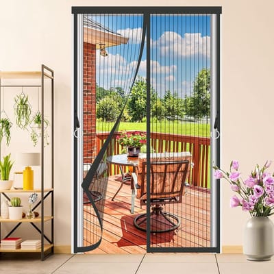 Vliegengaas magnetisch balkondeur - 80 x 210 cm - handsfree - vliegenhordeur - terrasdeur - insectenbescherming - klittenband - woonkamer - schuifdeur - kelderdeur