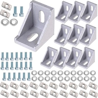 Aluminium Profiel Hoek - Hoekbeugels - Frame Bouwen - Roestvrij Aluminium - 10 Stuks - Zilver