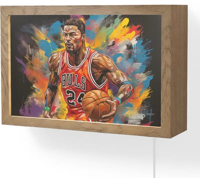 Wandlamp 30x20 cm - Oplaadbaar - Basketbal - Verf - Kleuren - Rood - Wandlampen binnen woonkamer - Slaapkamer lamp met kabel - Decoratieve nachtlamp - Vloerlamp snoer